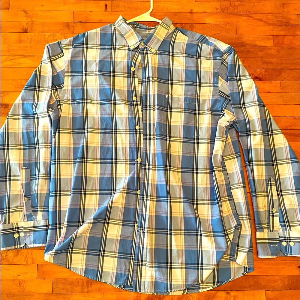 Blue and Lavender Plaid Izod Casual Button Down